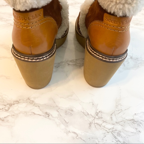 See by Chloé Martinica Shearling Wedge Boot 5.5 - Picture 3 of 15